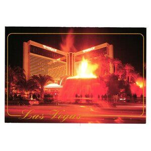 Mirage Volcano Evening Show Vintage Postcard Las Vegas Nevada Casino Hotel